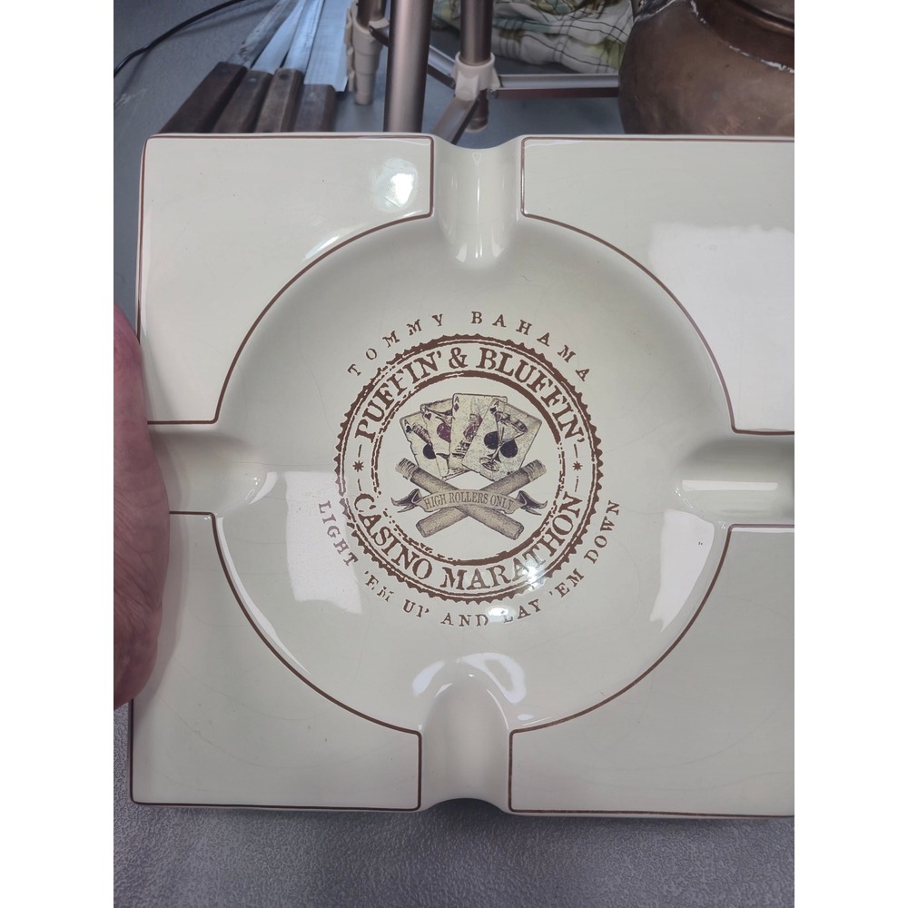 Tommy Bahama Puffin & Bluffin Casino Marathon Ceramic Cigar Ashtray 2008 Cream - Picture 3 of 8